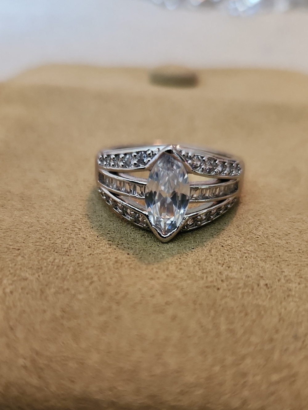 Marquise-Cut S925 CZ Multi-Row Ring - Clear